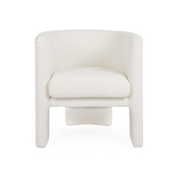 Worlds Away Three Leg Fully Upholstered Barrel Chair - White Boucle