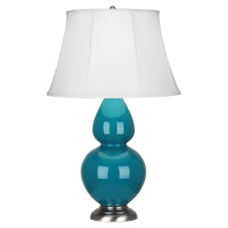 Double Gourd Table Lamp - Antique Silver - Peacock