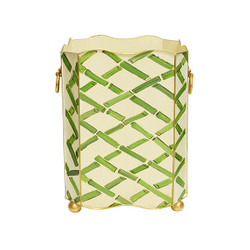 Worlds Away Square Wastebasket - Lion Handles - Green Bamboo Worlds Away Square Wastebasket - Lion Handles - Green Bamboo