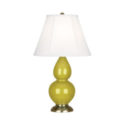 Small Double Gourd Table Lamp - Antique Brass - Citron