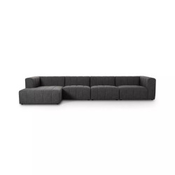 Four Hands Langham Channeled 4 - Piece Sectional - Left Chaise - Saxon Charcoal