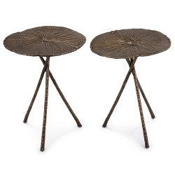 Regina Andrew Lotus Table Large - Set Of 2 Antique Brass