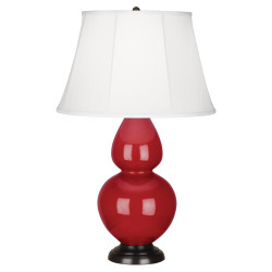 Double Gourd Table Lamp - Deep Patina Bronze - Ruby Red