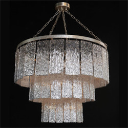 John Richard Twilight Sixteen-Light Slumped Glass Chandelier - Silver