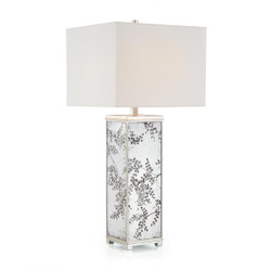 John Richard Hand-Painted Bows Of Winter Leaves Table Lamp