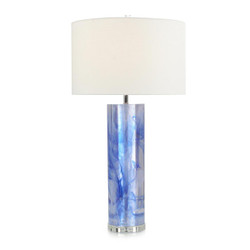 John Richard Cylinder Blue And Clear Resin Table Lamp