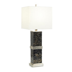 John Richard Dark Brown Mica And Antique Silver Table Lamp