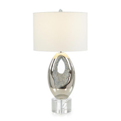 John Richard Polished Nickel And Sea Blue Geode Table Lamp