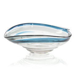 John Richard Handblown Dark Blue And Grey Glass Bowl