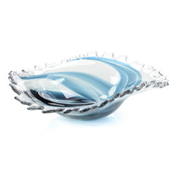 John Richard Hand-Blown Blue And Clear Glass Bowl