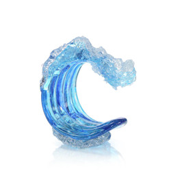 John Richard Ocean Blue Waves Handblown Glass Sculpture Ii