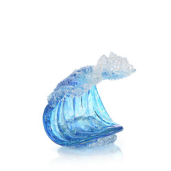 John Richard Ocean Blue Waves Handblown Glass Sculpture Iii