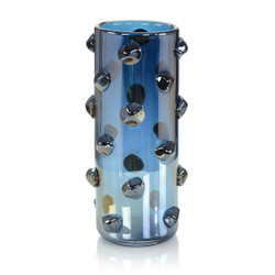 John Richard Iridescent Blue Handblown Glass Vase I