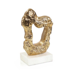 John Richard Textural Gold And White Marble Sculpture Ii