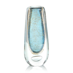 John Richard Gold Flecked Blue Handblown Glass Vase I