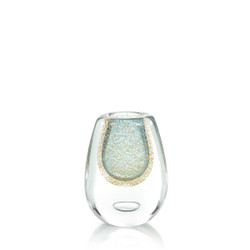 John Richard Gold Flecked Blue Handblown Glass Vase Iii