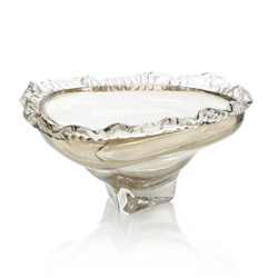 John Richard Brown And Clear Ruffled Handblown Glass Bowl