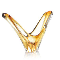 John Richard Divergent Amber Handblown Glass Sculpture