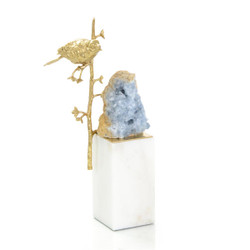 John Richard Brass Bird And Cyanite Geode Sculpture I