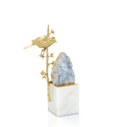 John Richard Brass Bird And Cyanite Geode Sculpture Ii