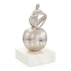 John Richard Meditation Sculpture On Marble - Nickle