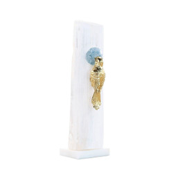 John Richard Brass Bird Sculpture On Selenite Roost I