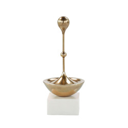 John Richard Splashing Drop Sculpture On Marble Base - Large Brass