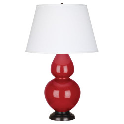 Double Gourd Table Lamp - Deep Patina Bronze - Ruby Red