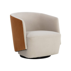 Sunpan Sarina Swivel Lounge Chair - Meg Taupe / Meg Gold