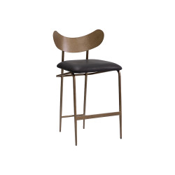 Sunpan Gibbons Counter Stool - Antique Brass - Charcoal Black Leather