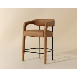 Sunpan Mavia Counter Stool - Ludlow Sesame Leather