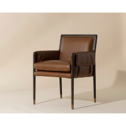 Sunpan Mauti Dining Armchair - Brown - Shalimar Tobacco Leather