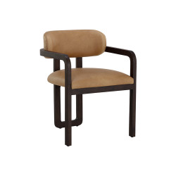 Sunpan Madrone Dining Armchair - Brown - Ludlow Sesame Leather