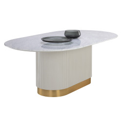 Sunpan Paloma Dining Table - Oval - White Marble - 84"