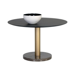 Sunpan Monaco Dining Table - Gold - Grey Marble / Charcoal Grey - 48"