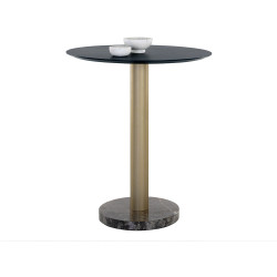 Sunpan Monaco Bar Table - Gold - Grey Marble / Charcoal Grey