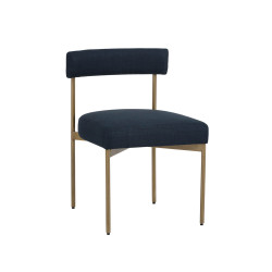 Sunpan Seneca Dining Chair - Antique Brass - Arena Navy - Set Of 2