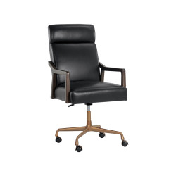 Sunpan Collin Office Chair - Brown - Cortina Black Leather