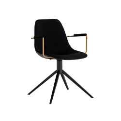 Sunpan Cassius Swivel Dining Armchair - Abbington Black / Bravo Black