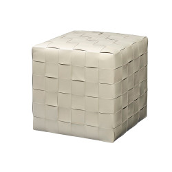 Jamie Young Woven Leather Ottoman - White Jamie Young Woven Leather Ottoman - White