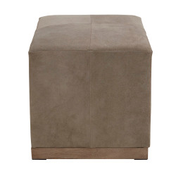 Alder & Tweed Felix Small Leather Ottoman - Suede