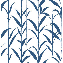 NextWall Bamboo Leaves - Navy Blue & White