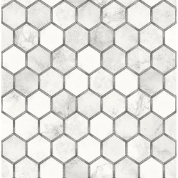 NextWall Inlay Hexagon - Carrara & Metallic Silver