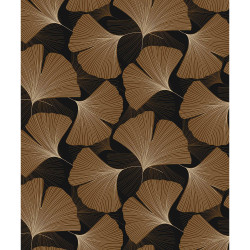 NextWall Tossed Ginkgo Leaf - Ebony & Metallic Copper