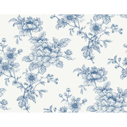 NextWall Sketched Floral - Blue