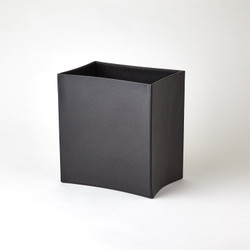 Global Views Folded Leather Wastebasket - Black Global Views Folded Leather Wastebasket - Black