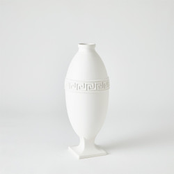 Global Views Greek Key Vase - White - Sm Global Views Greek Key Vase - White - Sm
