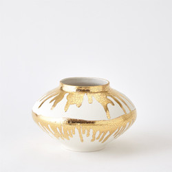 Global Views Nuove Vase - Gold Drips - Sm Global Views Nuove Vase - Gold Drips - Sm