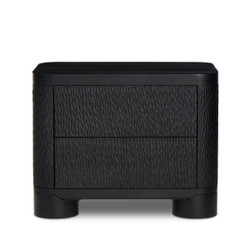 Four Hands Shevall Nightstand - Carved Black Mango