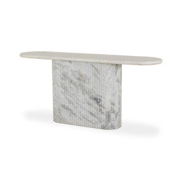 Four Hands Oranda Console Table - Polished White Marble w/ Sealant